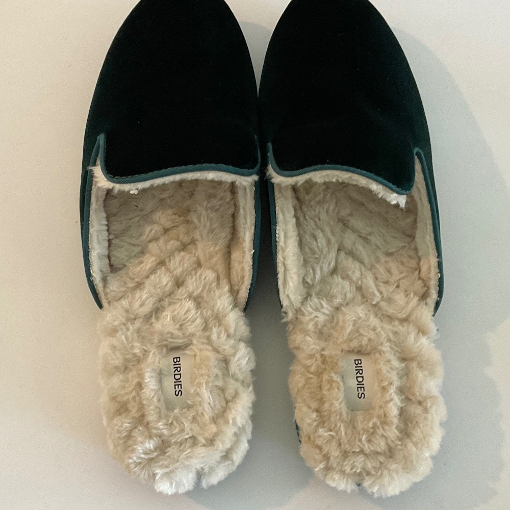 BIRDIES Phoebe Faux Fur Velvet Mule Slide Emerald Green Size 10 - Picture 8 of 9